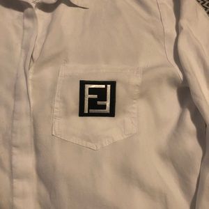 White button down shirt with Fendi patch L